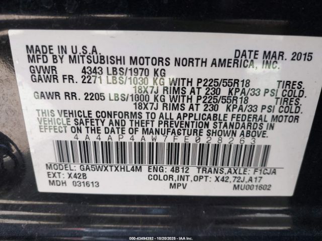 2015 MITSUBISHI OUTLANDER SPORT 4A4AP4AW7FE028263 Photo 8