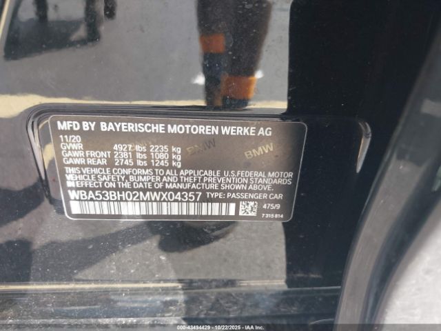 2021 BMW 530I WBA53BH02MWX04357 Photo 8
