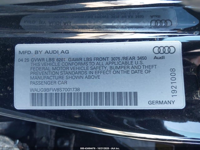 2025 AUDI S E-TRON GT WAUG9BFW8S7001738 Photo 8