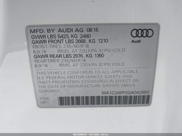 2016 AUDI Q5 WA1C2AFP2GA042850 Photo 8