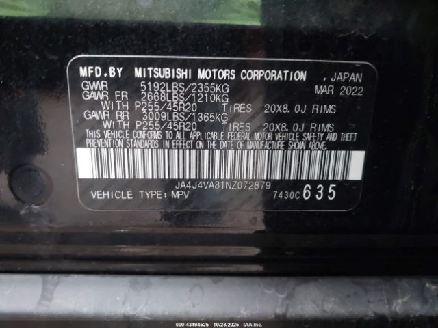 2022 MITSUBISHI OUTLANDER JA4J4VA81NZ072879 Photo 8