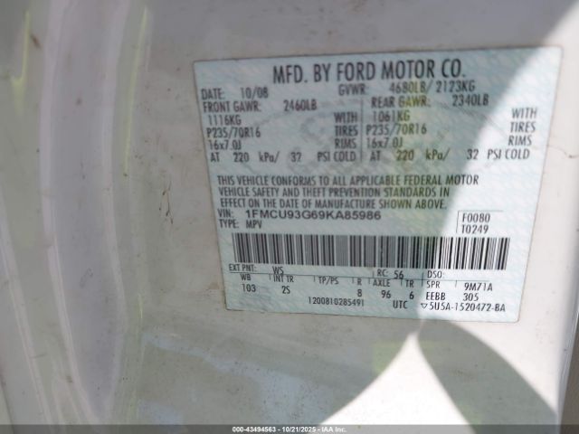 2009 FORD ESCAPE 1FMCU93G69KA85986 Photo 8