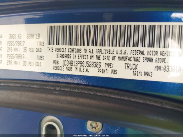 2009 DODGE RAM 1500 1D3HB13P99J528386 Photo 8