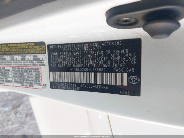 2004 TOYOTA CAMRY 4T1BE32K64U378683 Photo 8