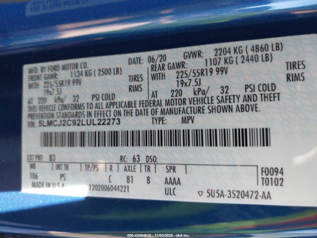 2020 LINCOLN CORSAIR 5LMCJ2C92LUL22273 Photo 8