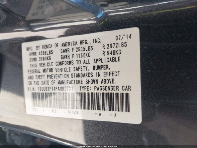 2015 ACURA TLX 19UUB2F74FA000731 Photo 8