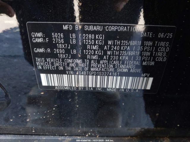2025 SUBARU OUTBACK 4S4BTGPD1S3274161 Photo 8