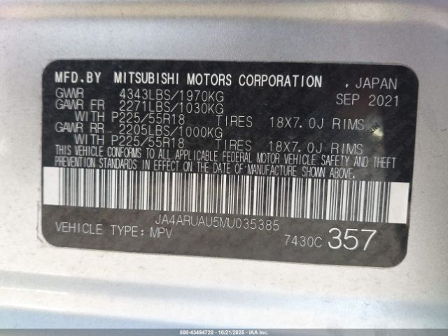 2021 MITSUBISHI OUTLANDER SPORT JA4ARUAU5MU035385 Photo 8