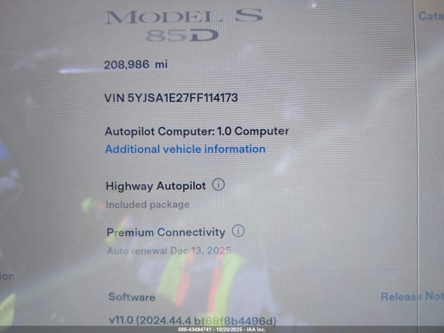 2015 TESLA MODEL S 5YJSA1E27FF114173 Photo 6