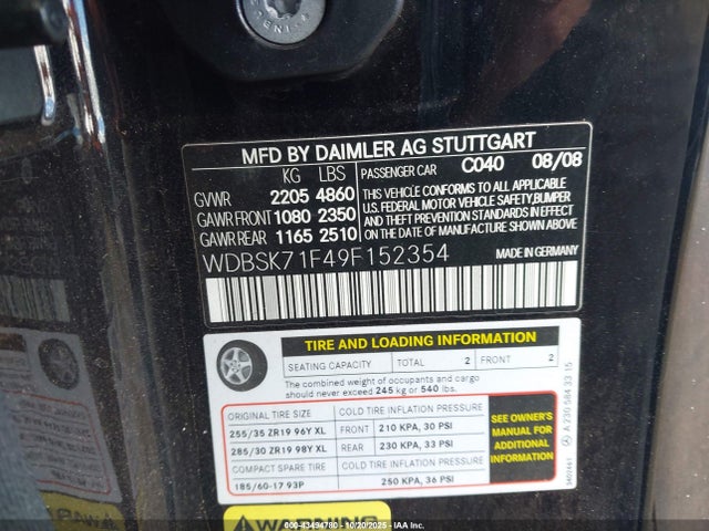 2009 MERCEDES-BENZ SL 550 WDBSK71F49F152354 Photo 8