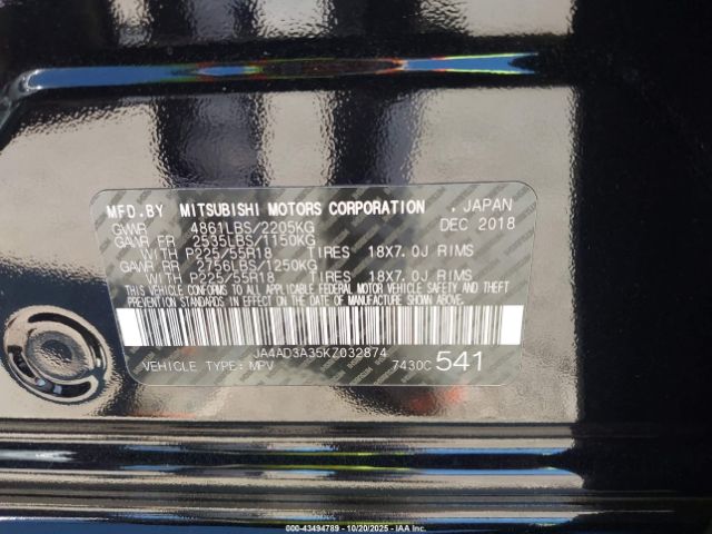 2019 MITSUBISHI OUTLANDER JA4AD3A35KZ032874 Photo 8