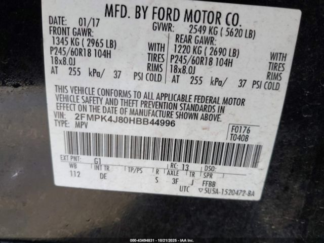 2017 FORD EDGE 2FMPK4J80HBB44996 Photo 8