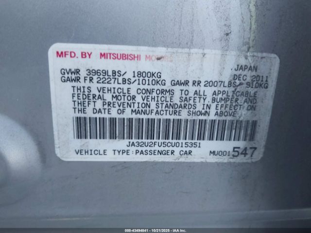 2012 MITSUBISHI LANCER JA32U2FU5CU015351 Photo 8