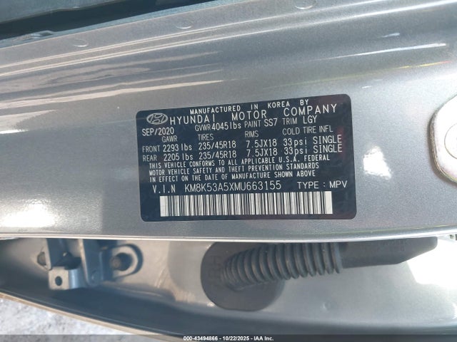 2021 Hyundai Kona Ultimate მანქანა იყიდება აუქციონზე, vin: KM8K53A5XMU663155, აუქციონის ნომერი: 43494866