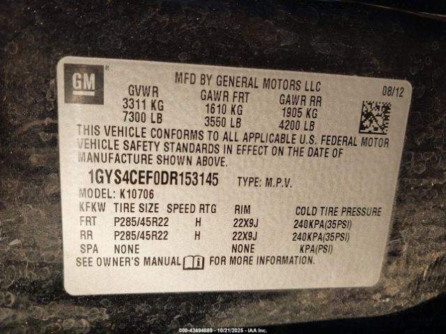 2013 CADILLAC ESCALADE 1GYS4CEF0DR153145 Photo 8