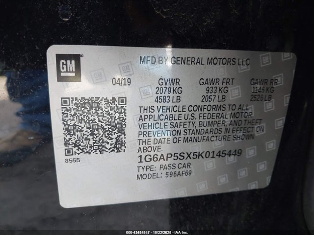 2019 CADILLAC CTS 1G6AP5SX5K0145449 Photo 8