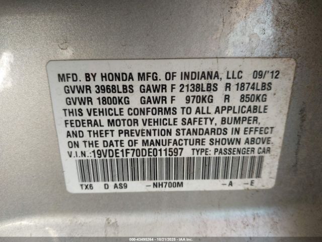 2013 ACURA ILX 19VDE1F70DE011597 Photo 8