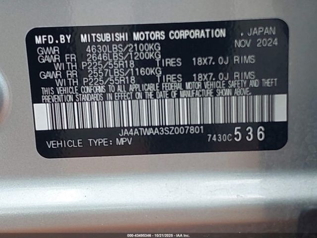 2025 MITSUBISHI ECLIPSE CROSS JA4ATWAA3SZ007801 Photo 8