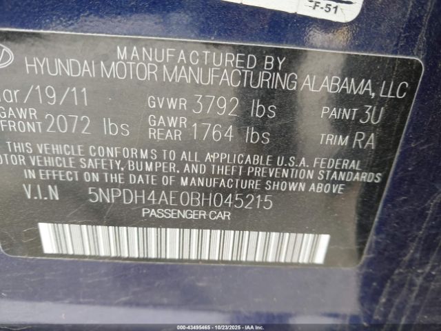 2011 HYUNDAI ELANTRA 5NPDH4AE0BH045215 Photo 8