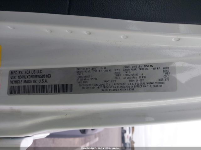 2021 JEEP WRANGLER UNLIMITED 1C4HJXDN0MW508163 Photo 8