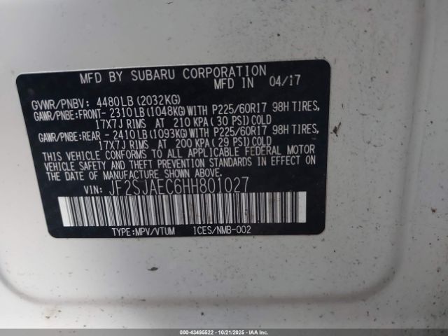 2017 SUBARU FORESTER JF2SJAEC6HH801027 Photo 8