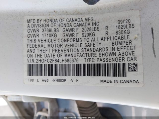 2020 HONDA CIVIC 2HGFC2F84LH585676 Photo 8