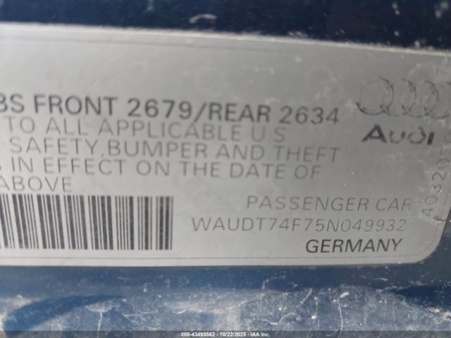 2005 AUDI A6 WAUDT74F75N049932 Photo 8