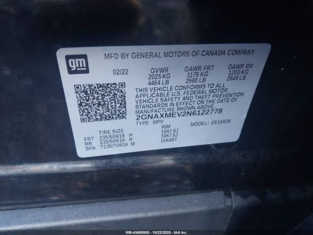 2022 CHEVROLET EQUINOX 2GNAXMEV2N6122778 Photo 8
