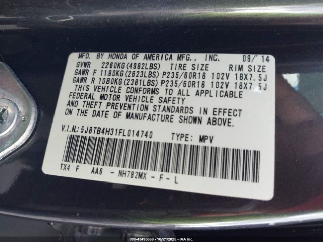 2015 ACURA RDX 5J8TB4H31FL014740 Photo 8