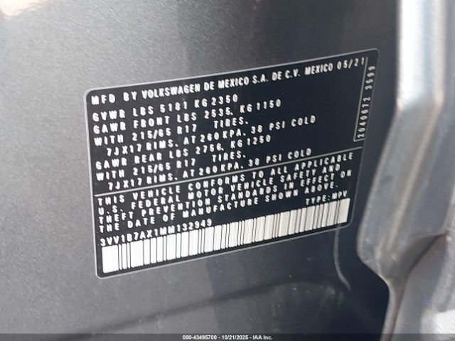 2021 VOLKSWAGEN TIGUAN 3VV1B7AX1MM132949 Photo 8
