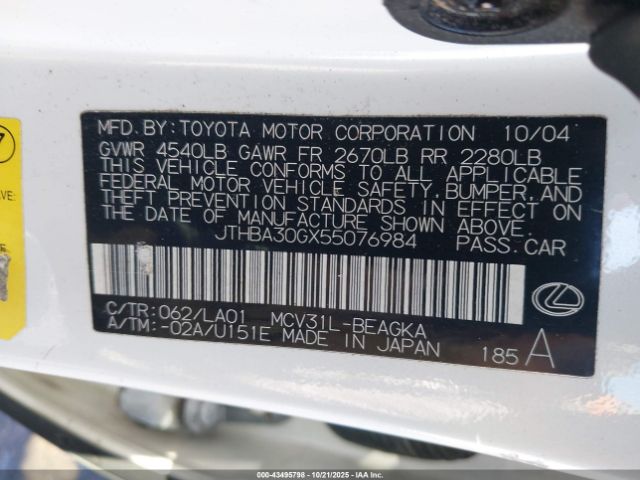 2005 LEXUS ES 330 JTHBA30GX55076984 Photo 8