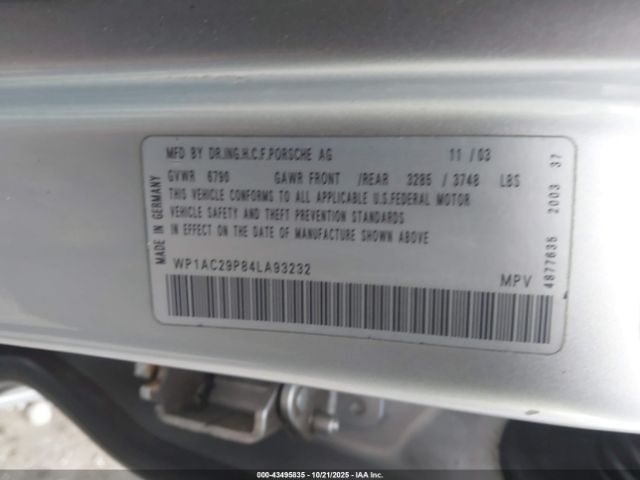 2004 PORSCHE CAYENNE WP1AC29P84LA93232 Photo 8