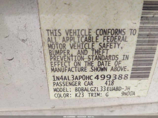 1N4AL3AP0HC499388 Nissan Altima 2.5 S