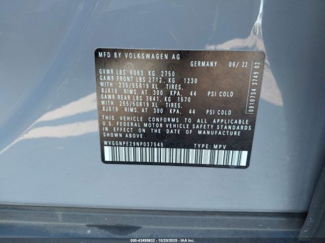 2022 VOLKSWAGEN ID.4 WVGGNPE29NP037545 Photo 8