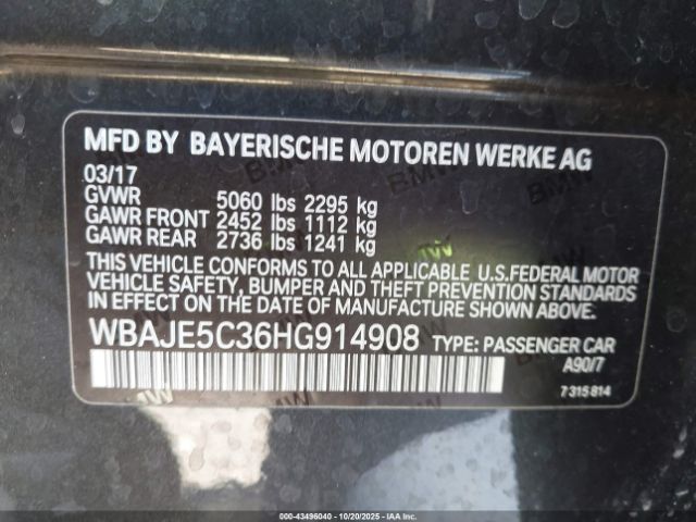 2017 BMW 540I WBAJE5C36HG914908 Photo 8