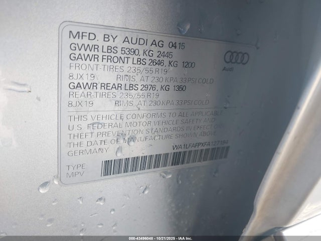 2015 AUDI Q5 WA1LFAFPXFA127194 Photo 8