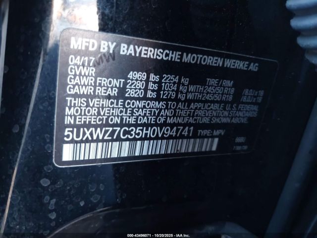 2017 BMW X3 5UXWZ7C35H0V94741 Photo 8