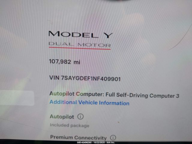 2022 TESLA MODEL Y 7SAYGDEF1NF409901 Photo 6