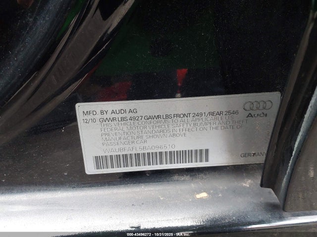 2011 AUDI A4 WAUBFAFL5BA096510 Photo 8