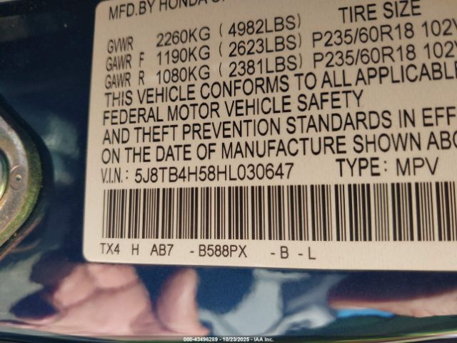 2017 ACURA RDX 5J8TB4H58HL030647 Photo 8