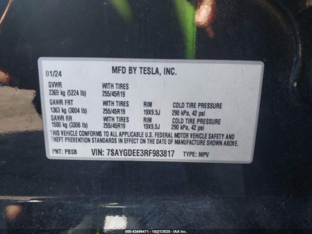 2024 TESLA MODEL Y 7SAYGDEE3RF983817 Photo 8