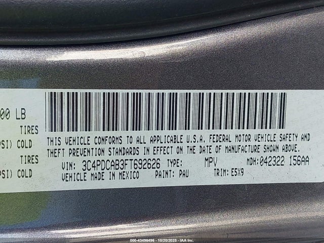 Продажа на аукционе авто 2015 Dodge Journey American Value Pkg, vin: 3C4PDCAB3FT692626, номер лота: 43496496