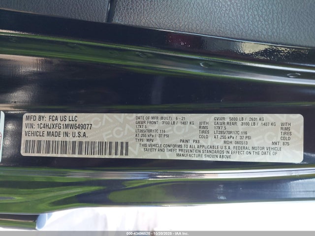 1C4HJXFG1MW649077 Jeep Wrangler