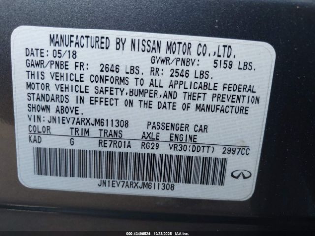 2018 INFINITI Q50 JN1EV7ARXJM611308 Photo 8