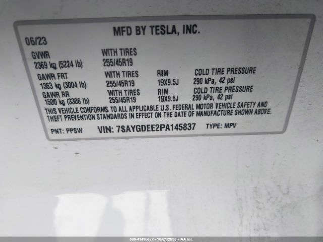 2023 TESLA MODEL Y 7SAYGDEE2PA145837 Photo 8