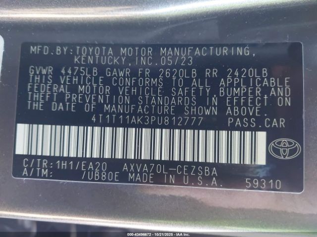2023 TOYOTA CAMRY 4T1T11AK3PU812777 Photo 8