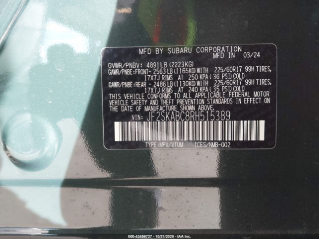 2024 SUBARU FORESTER JF2SKABC8RH515389 Photo 8