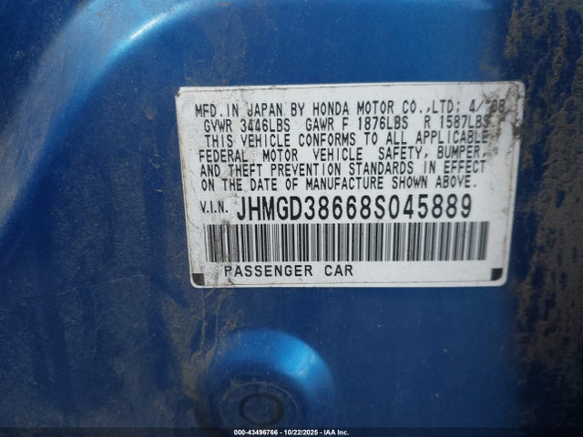 Aukcja sprzedaży 2008 Honda Fit Sport, vin: JHMGD38668S045889, numer aukcji: 43496766