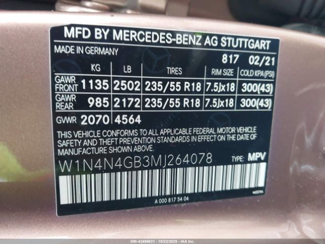 2021 MERCEDES-BENZ GLA 250 W1N4N4GB3MJ264078 Photo 8
