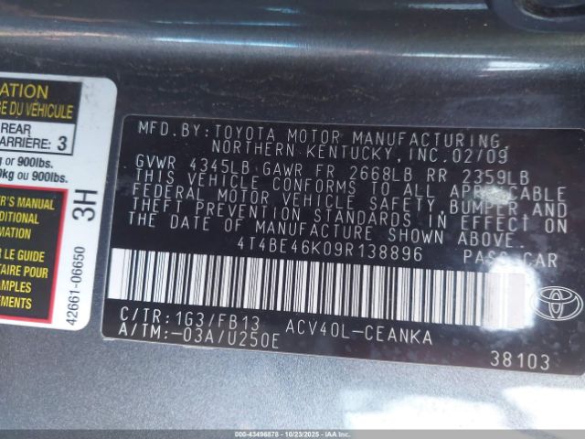 2009 TOYOTA CAMRY 4T4BE46K09R138896 Photo 8